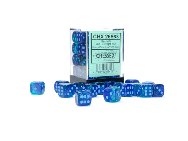 Chessex: Dice 12mm 36 Dice Gemini Blue-Blue/ Light Blue