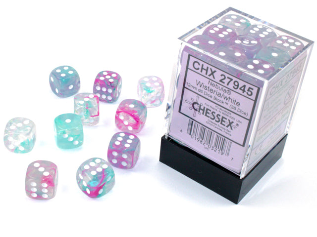 Chessex: Dice 12mm 36 Dice Nebula Wisteria / White