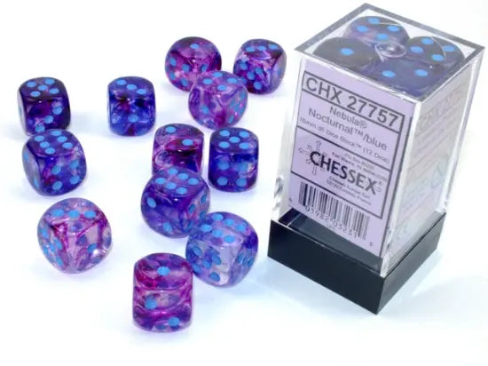 Chessex D6 16mm (12ct) Nebula Nocturnal-Blue