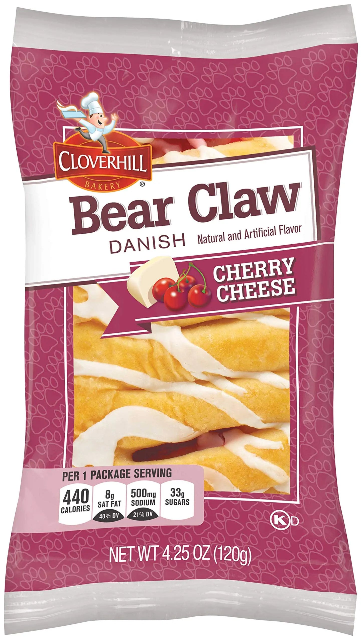 Cloverhill Bakery Bear Claw Danish Cherry Cheese 4.25 OZ