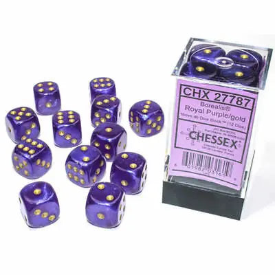 Chessex D6 16mm (12ct) Borealis Royal Purple-Gold