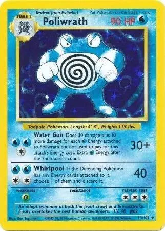 Poliwrath Base Set 1 #13 - DAMAGED