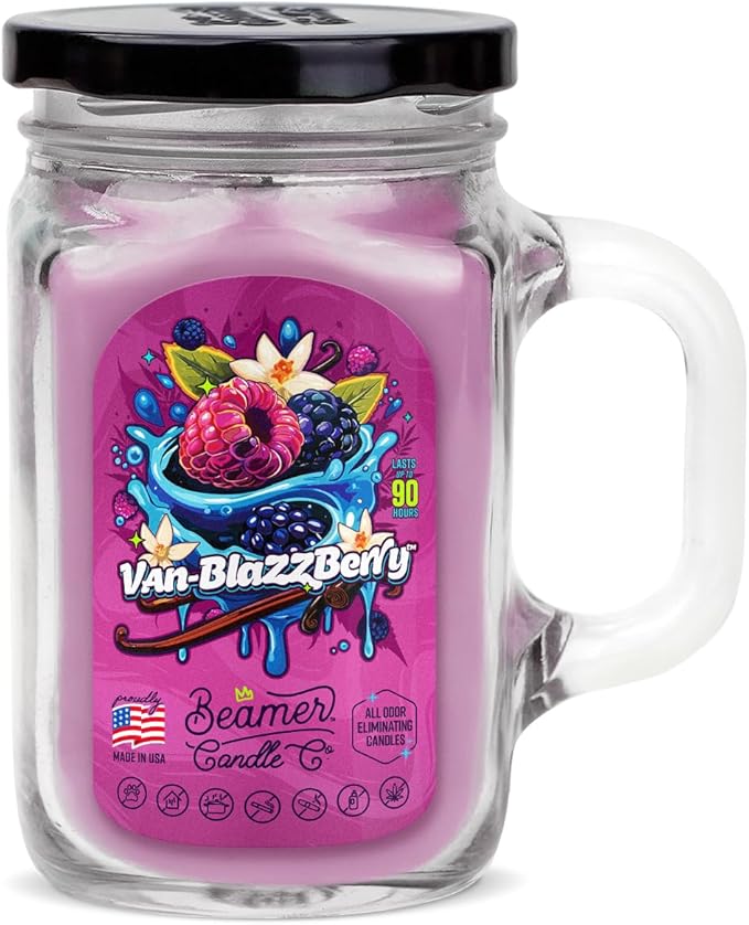 Beamer Candle 12oz Mason Jar Van-Blazzberry