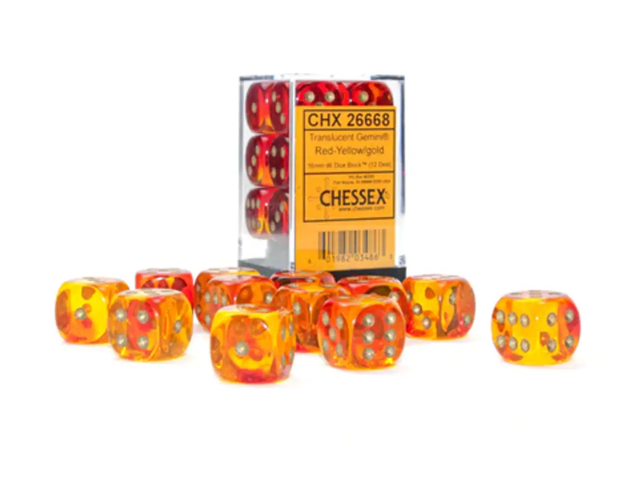 Chessex D6 12mm (36ct) Red-Yellow/Gold
