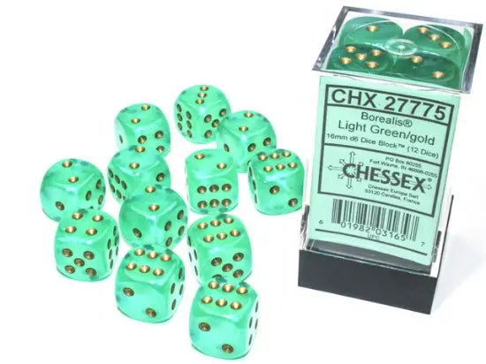 Chessex D6 16mm (12ct) Borealis Light Green-Gold