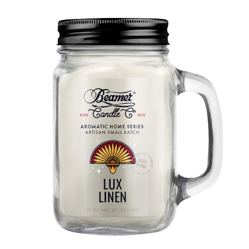 Beamer Candle 12oz Mason Jar Lux Linen