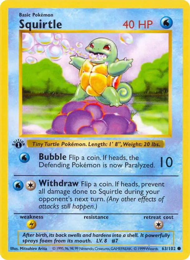 Squirtle 1st Edition #63 - Damaged