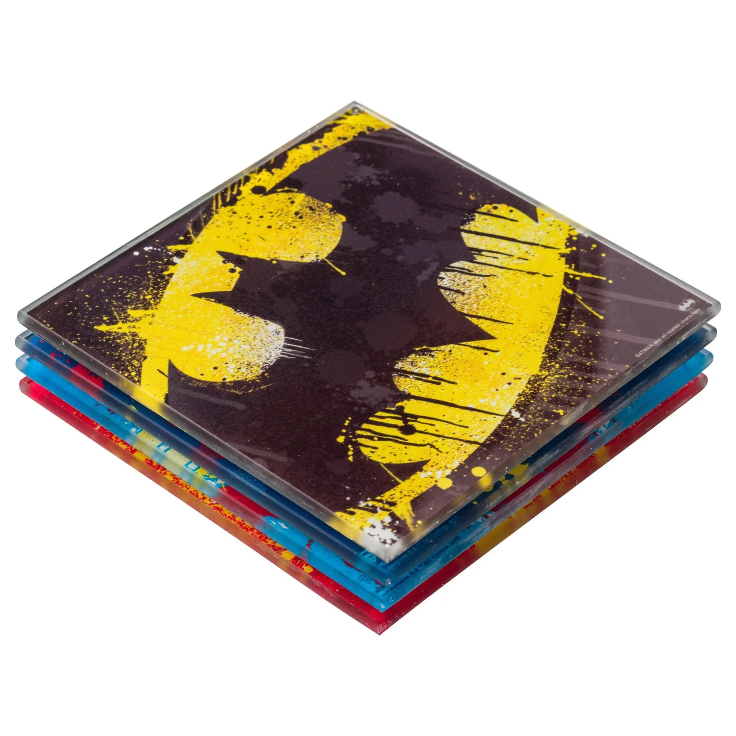 DC Comics Splatter Paint Logos 4pc Glass Coaster Set