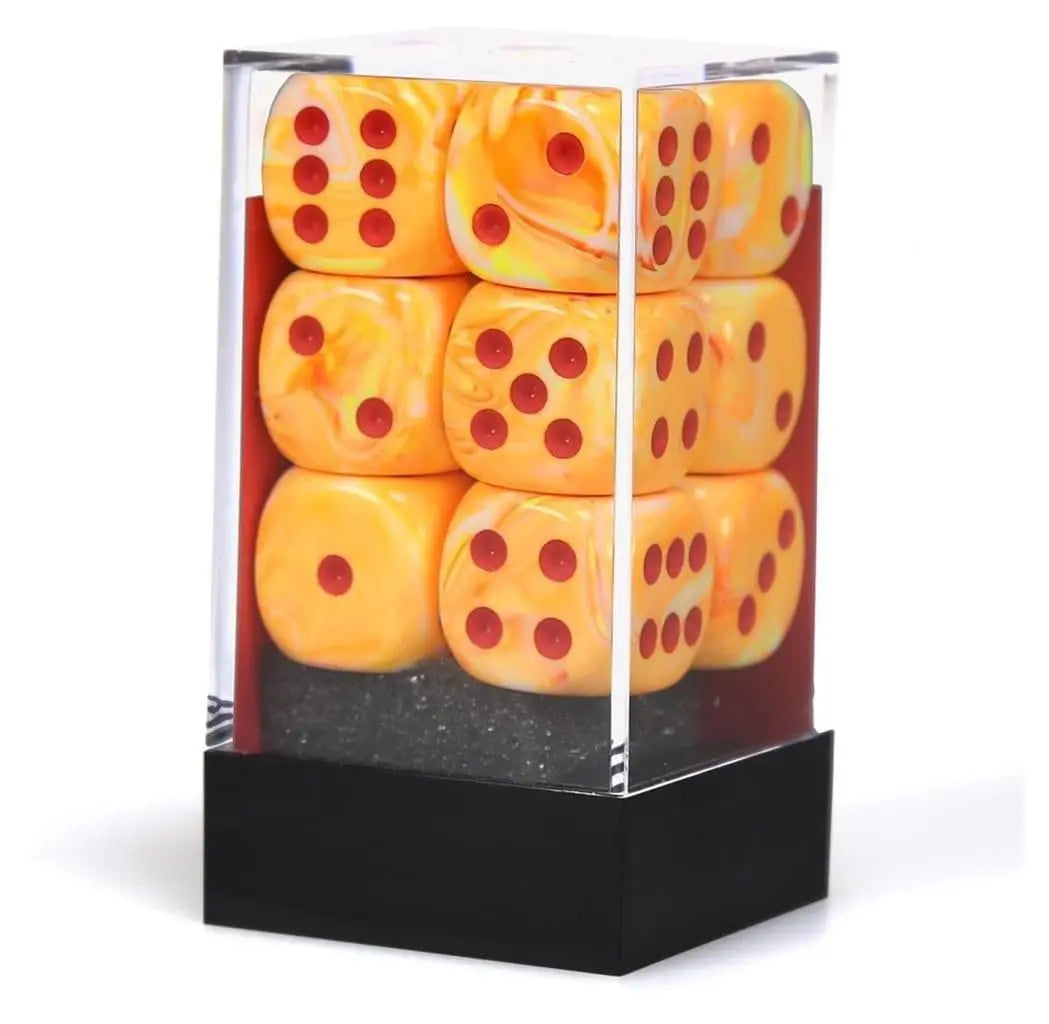 Chessex D6 16mm (12ct) Festive Sunburst-Red