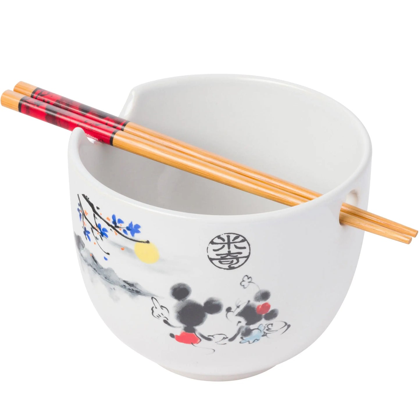 Mickey and Minnie 20oz Ceramic Ramen Bowl with Chopsticks