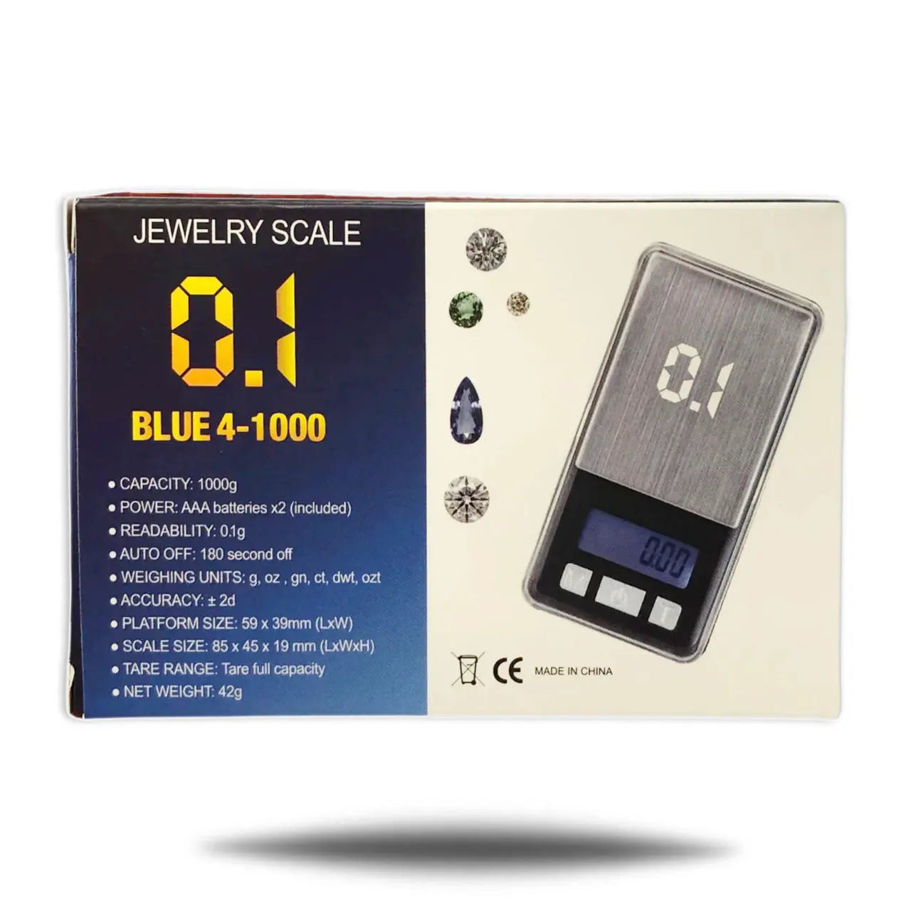 Blue 4-1000 1000g x 0.1g Jewelry Scale