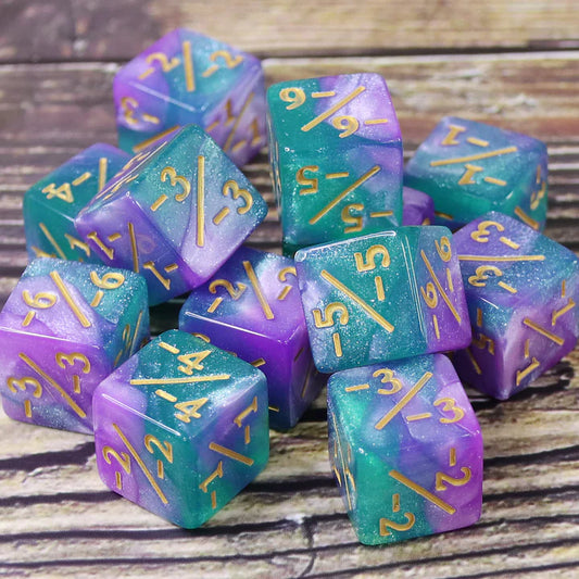 Blue Purple Glitter Dice Negative Counter -1/-1