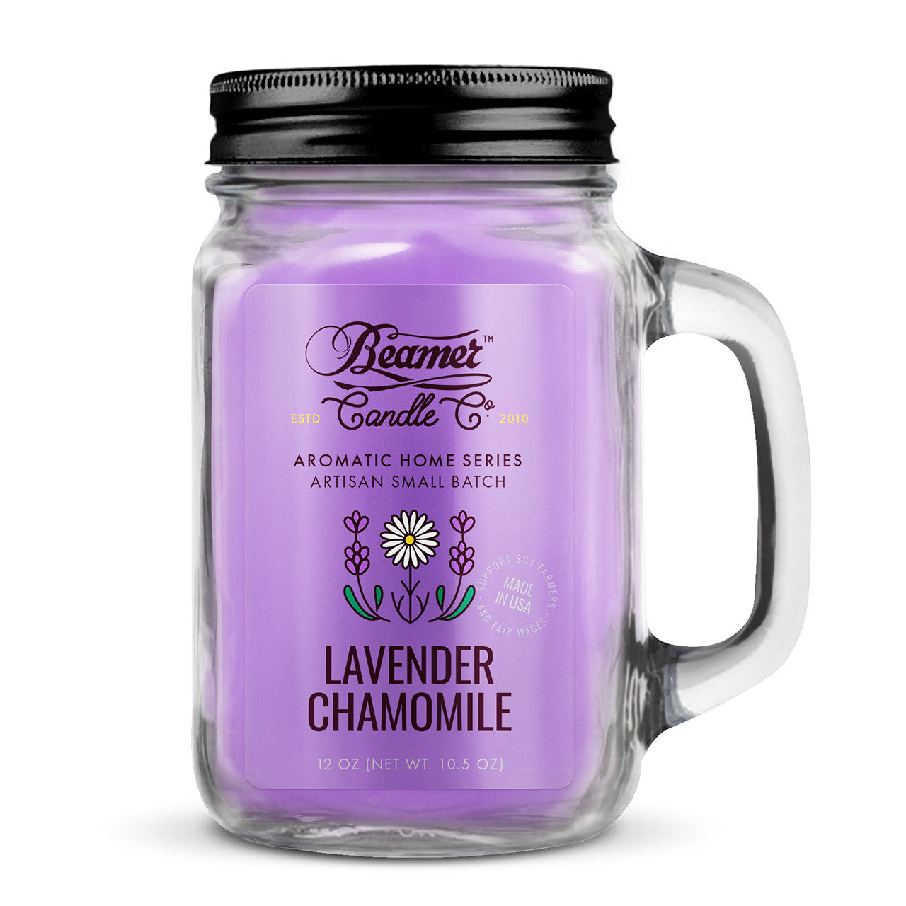 Beamer Candle 12oz Mason Jar Lavender Chamomile