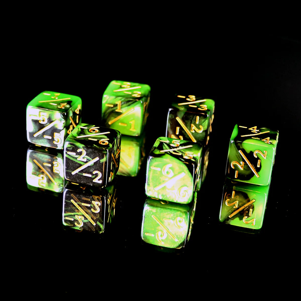 Black Green Glitter Dice Negative Counter -1/-1